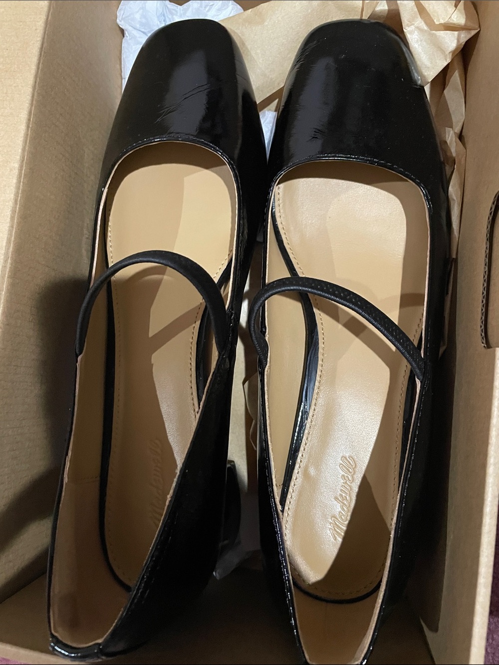 Madewell The Greta Pump Mary Jane in crinkle black patent leather in size 10 - Picture 9 of 9